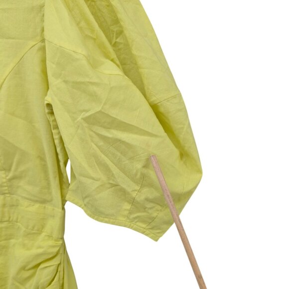 Rhode Pia Mini Sheath Dress Neon Yellow 1/2 Sleeve Ruched Asymmetric Skirt Sz XS - Picture 11 of 11